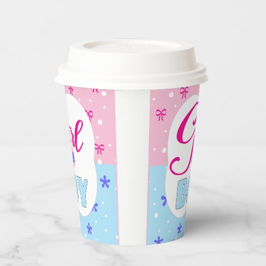 Geschlechtsoffensichtliche Mädchen oder Junge Pappbecher (Links)