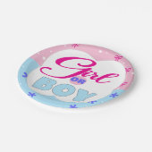 Geschlechtsoffensichtliche Mädchen oder Junge Pappteller (Schrägansicht)