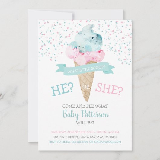 Geschlechtsspezifische Einladung von Eiscreme-Part (Vorderseite)