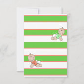 Geschlechtsspezifische Stripte grüne Orangenbabydu Einladung (Rückseite)