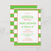 Geschlechtsspezifische Stripte grüne Orangenbabydu Einladung (Vorne/Hinten)