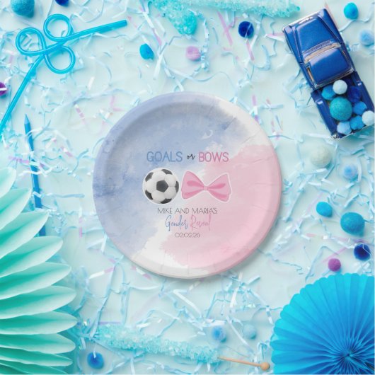 Geschlechtsspezifische Ziele oder Bögen zeigen Par Pappteller (Party)