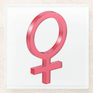 Geschlechtssymbol der Rotglasfrau Glasuntersetzer