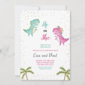 Geschlechtsverkehr bei Mädchen oder Jungen Dinosau Einladung (Vorderseite)