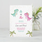 Geschlechtsverkehr bei Mädchen oder Jungen Dinosau Einladung (Stehend Vorderseite)