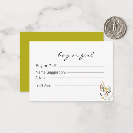 Geschlechtsvorhersage und -beratungskarte mitteilungskarte (Vorderseite/Rückseite Beispiel)