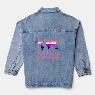 Geschlechtszugehörigkeit Flaggenstolz Weltkarte Jeansjacke