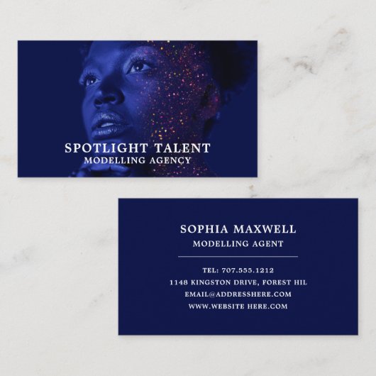 Geschliffenes Modell, Modellierungsagentur, Modell Visitenkarte (Vorne/Hinten)