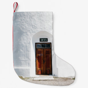GESCHLOSSEN 1852 HOLZTÜR AM TAG KLEINER WEIHNACHTSSTRUMPF