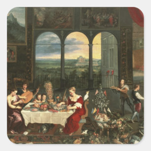 Geschmack, Anhörung und Touch, 1618 Quadratischer Aufkleber