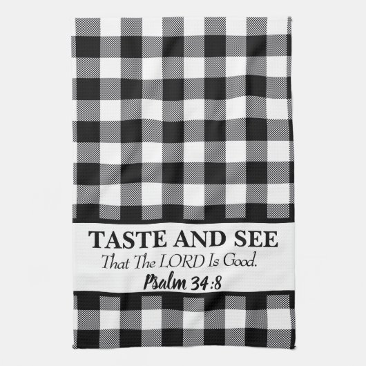 Geschmack und sehen, dass der LORD gut, schwarz & Geschirrtuch (Vertikal)