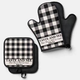 Geschmack und sehen, dass der LORD gut, schwarz &  Ofenhandschuh & Topflappen-Set