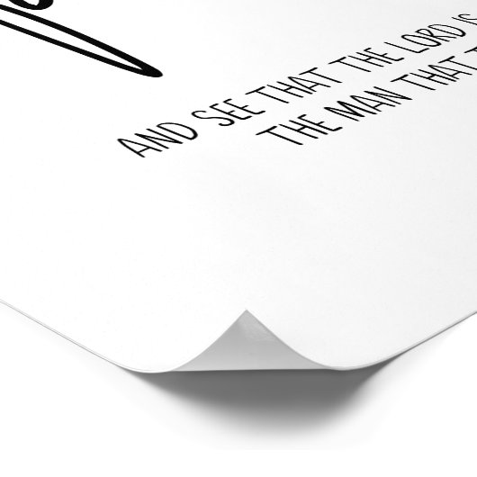 Geschmack und Sehen, Psalm 34:8, Schrift, modern Poster (Ecke)