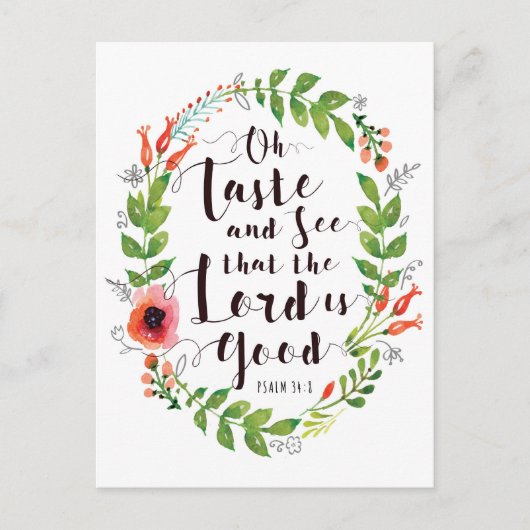 Geschmack und sehen Sie den Herrn ist gut Postkarte (Vorderseite)