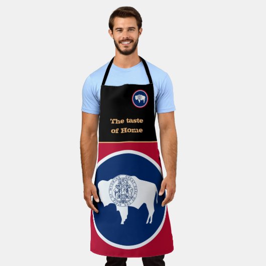 Geschmack von Zuhause & Wyoming Flag, Wyoming/USA Schürze (Getragen)