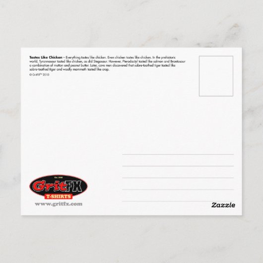 Geschmäcker wie Chicken Postcard Postkarte (Rückseite)