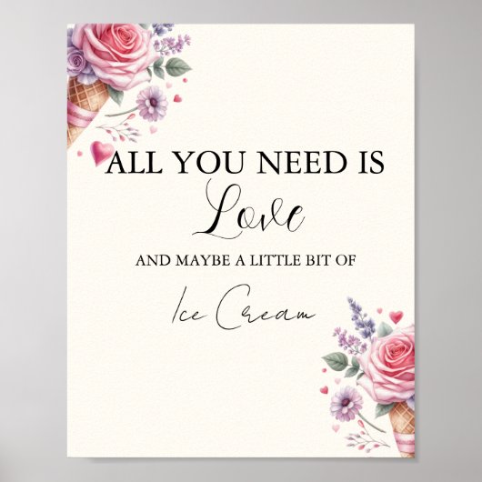 Geschmacksverstärker Eiscreme-Brautparty-Bar Poster (Vorne)