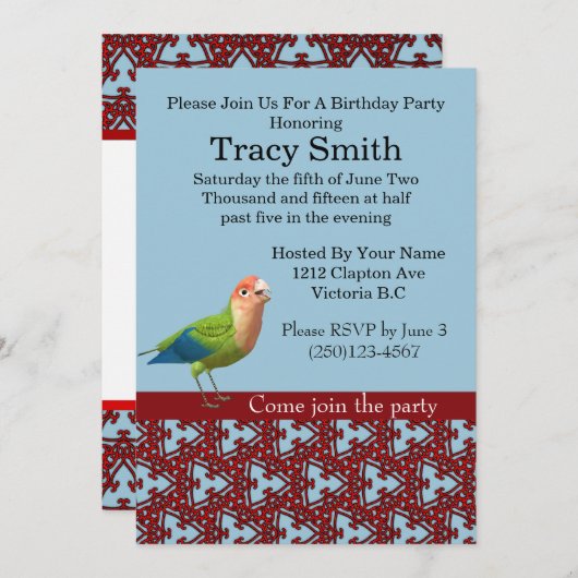 Geschmackvoll cockatiels Geburtstagseinladung Einladung (Vorne/Hinten)