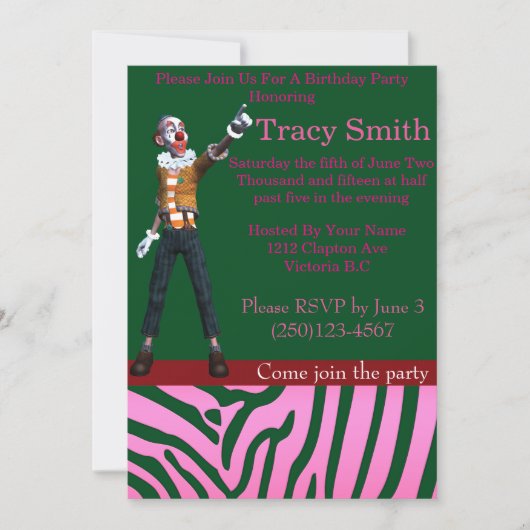 Geschmackvoll Party Clown Geburtstag Einladung 13 (Vorderseite)