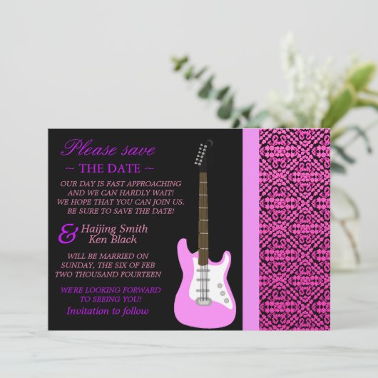 Geschmackvoll rosa Save the Date (Stehend Vorderseite)