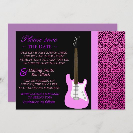 Geschmackvoll rosa Save the Date (Vorne/Hinten)