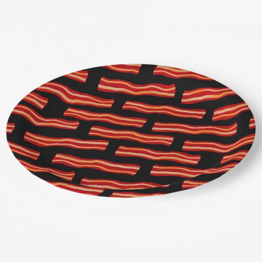 Geschmackvolle Bacon Strips Muster Pappteller (Schrägansicht)