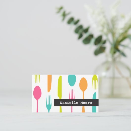 Geschmackvolle Besteck-Catering- oder Koch-Visiten Visitenkarte (Stehend Vorderseite)