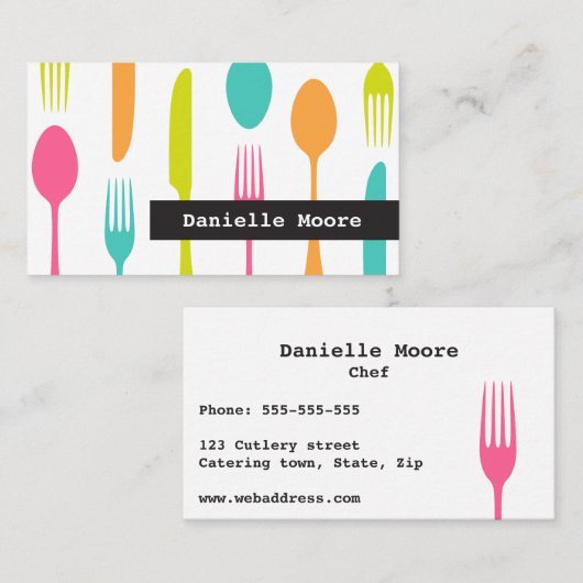Geschmackvolle Besteck-Catering- oder Koch-Visiten Visitenkarte (Vorne/Hinten)