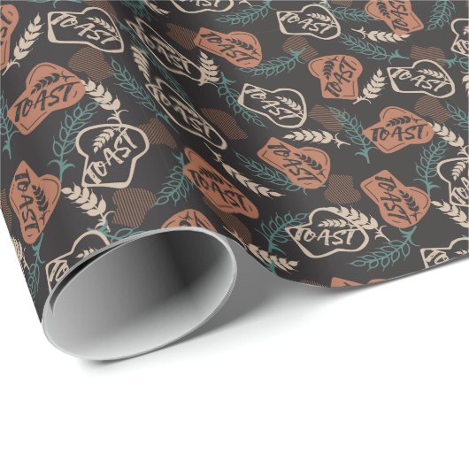 Geschmackvolle Brot Toast Muster in schwarzem Hint Geschenkpapier (Rolleneckpunkt)
