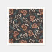 Geschmackvolle Brot Toast Muster in schwarzem Hint Serviette (Vorderseite)