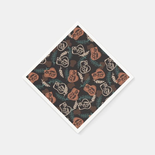 Geschmackvolle Brot Toast Muster in schwarzem Hint Serviette (Ecke)