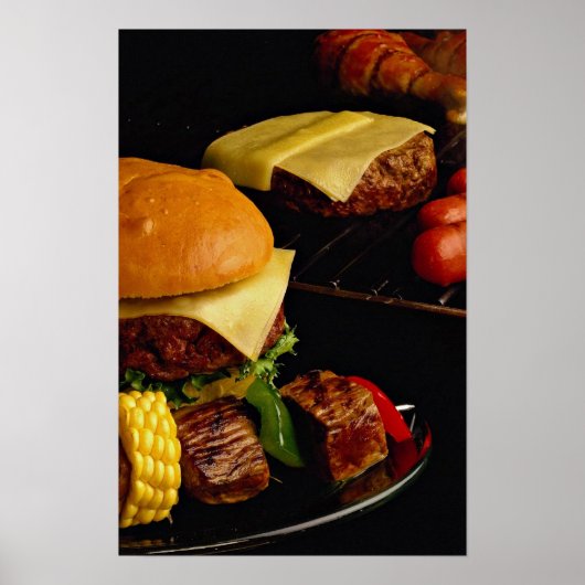 Geschmackvolle Burger und Kebabs für Lebensmittell Poster (Vorne)