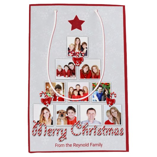 Geschmackvolle Candy Cane Weihnachtsbaum Foto Coll Mittlere Geschenktüte (Vorderseite)