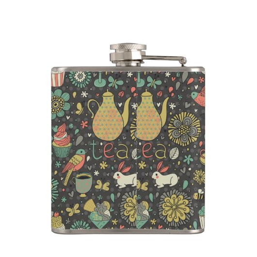 Geschmackvolle helle Tee-Karte Flachmann (Rückseite)