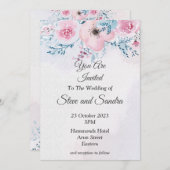 Geschmackvolle Hochzeitseinladung, rosa Aquarell Einladung (Vorne/Hinten)
