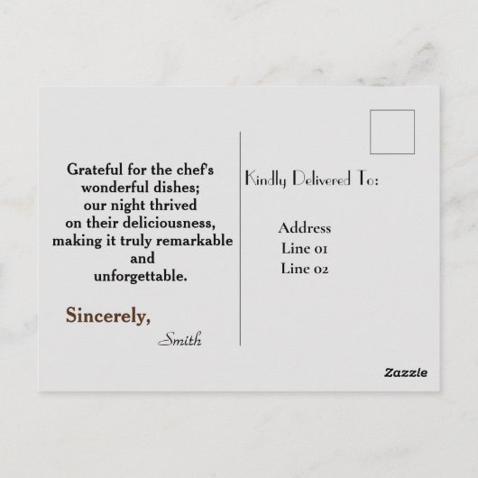 Geschmackvolle Küche Postkarte (Rückseite)