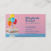 Geschmackvolle Kuchen und bunte Ballons Visitenkarte (Rückseite)