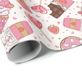 Geschmackvolle Leckereien Retro Valentine's Wrappi Geschenkpapier (Rolleneckpunkt)