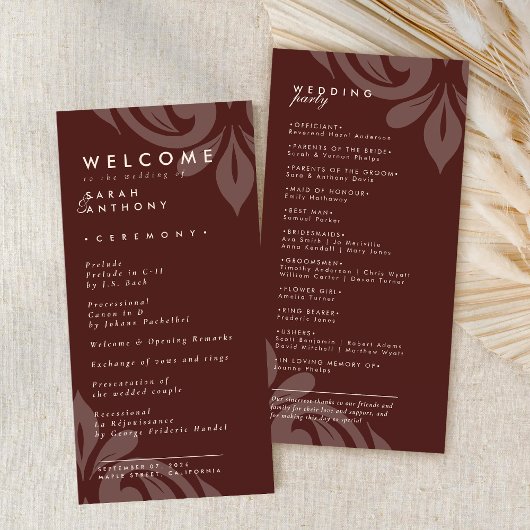 Geschmackvolle Mahogany Wedding Program für Elegan