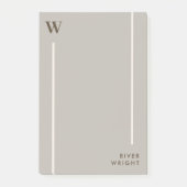Geschmackvolle Nebel Grau & Braun Monogramm & Name Post-it Klebezettel (Vorderseite)