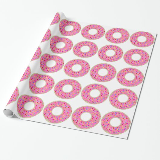 Geschmackvolle Novelty Pink Donuts Geschenkpapier (Ungerollt)