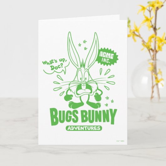Geschmackvolle Retro BUGS BUNNY™ Karte (Gelbe Blume)