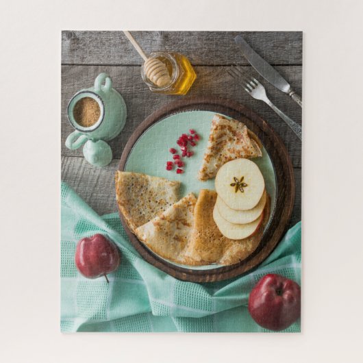 Geschmackvolle rustikale Frühstückskrepes Äpfel Ho Puzzle (Vertikal)