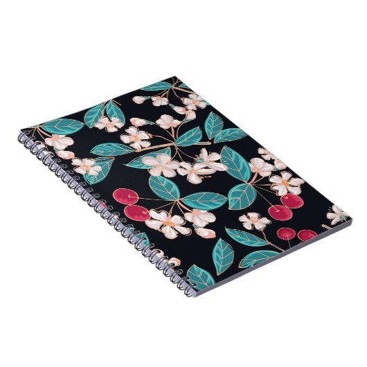 Geschmackvolle, saftige Kirschen. Nahtloser Hinter Notizblock (Rechte Seite)