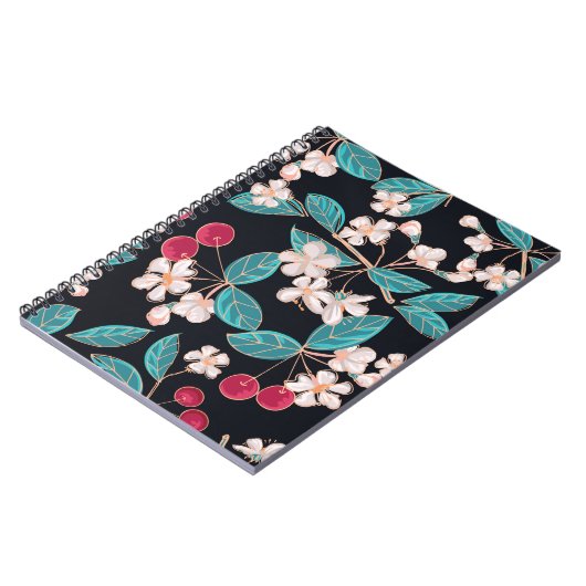 Geschmackvolle, saftige Kirschen. Nahtloser Hinter Notizblock (Linke Seite)