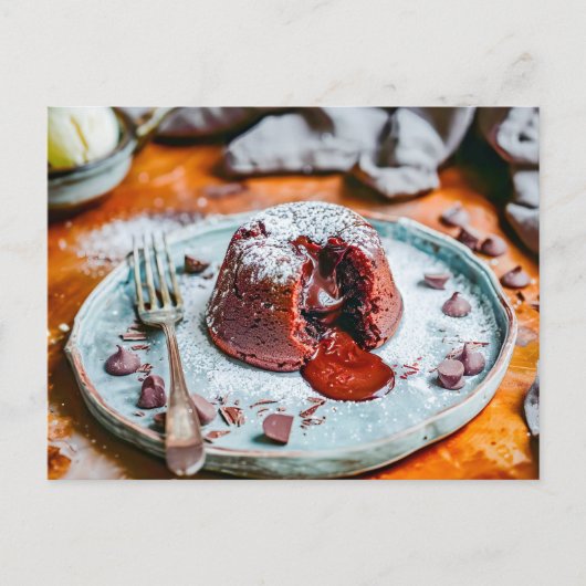 Geschmackvolle Schokolade Lava Cake Geburtstag Feiertagspostkarte (Vorderseite)