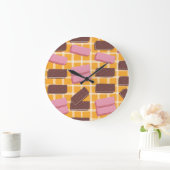 Geschmackvolle Wafers Nahtloser Hintergrund Große Wanduhr (Zuhause)