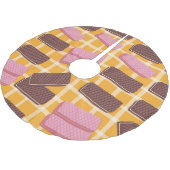 Geschmackvolle Wafers Nahtloser Hintergrund Polyester Weihnachtsbaumdecke (Schrägansicht)