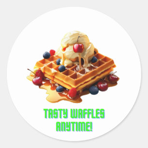 Geschmackvolle Waffeln : Golden und Crispy Waffles Runder Aufkleber