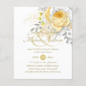 Geschmackvolle White Gold Rose Bouquet Babydusche (Vorderseite)